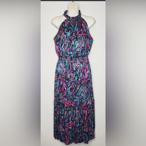 Nicole Miller Pink and Blue Maxi Dress